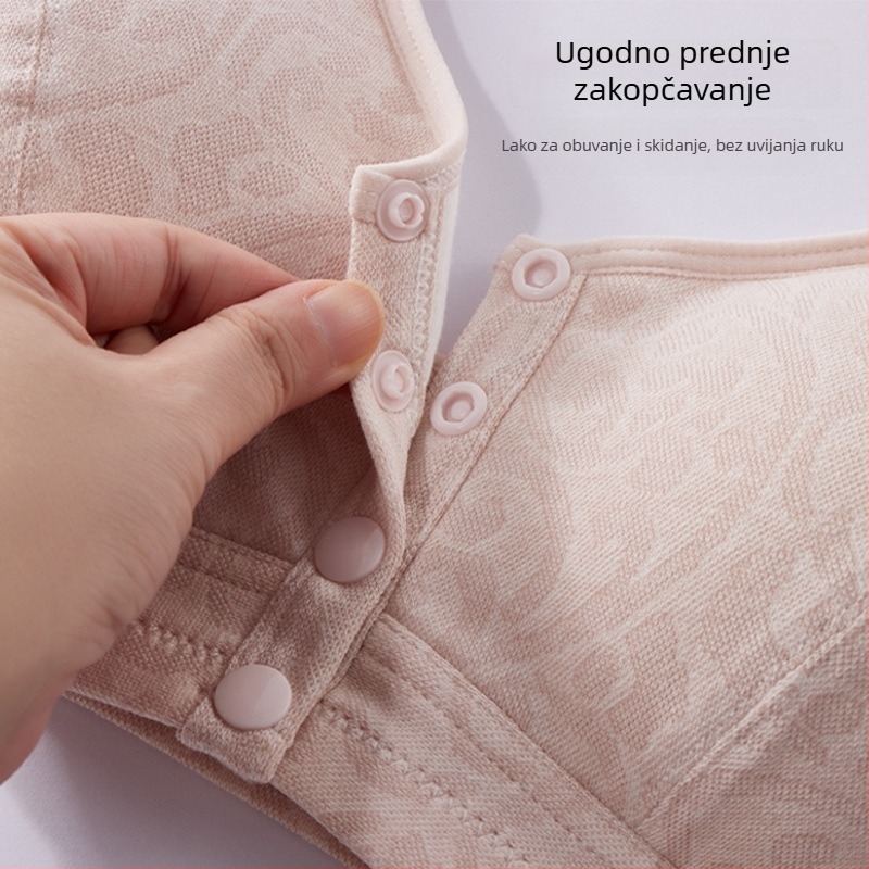 Grudnjak s prednjim zatvaračem, bez žice, za zrelu ženu, 3/4 košarica, tanko oblikovana cup, vest stil, prozračan i nježan prema koži, poliester-bavla materijal