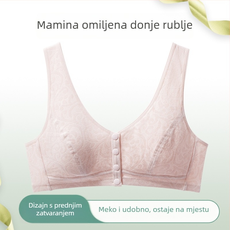 Grudnjak s prednjim zatvaračem, bez žice, za zrelu ženu, 3/4 košarica, tanko oblikovana cup, vest stil, prozračan i nježan prema koži, poliester-bavla materijal