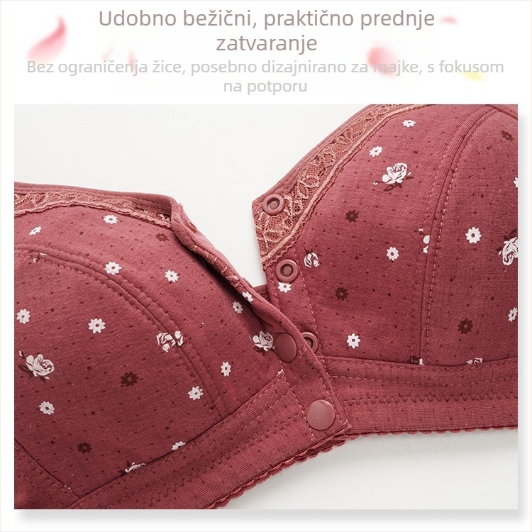 Bežični pamučni grudnjak za žene srednje dobi i starije dobi, tank-top stil, prednje kopčanje, tanke oblikovane košarice