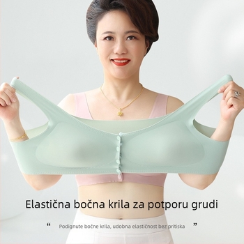 Sutien u vestnom stilu za ljeto za starije žene, prednje kopčanje, bez žice, košarica 3/4, tanak oblik kalupa, materijal: najlon s podstavom od spandeksa