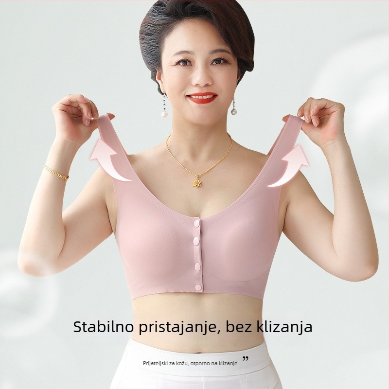 Sutien u vestnom stilu za ljeto za starije žene, prednje kopčanje, bez žice, košarica 3/4, tanak oblik kalupa, materijal: najlon s podstavom od spandeksa