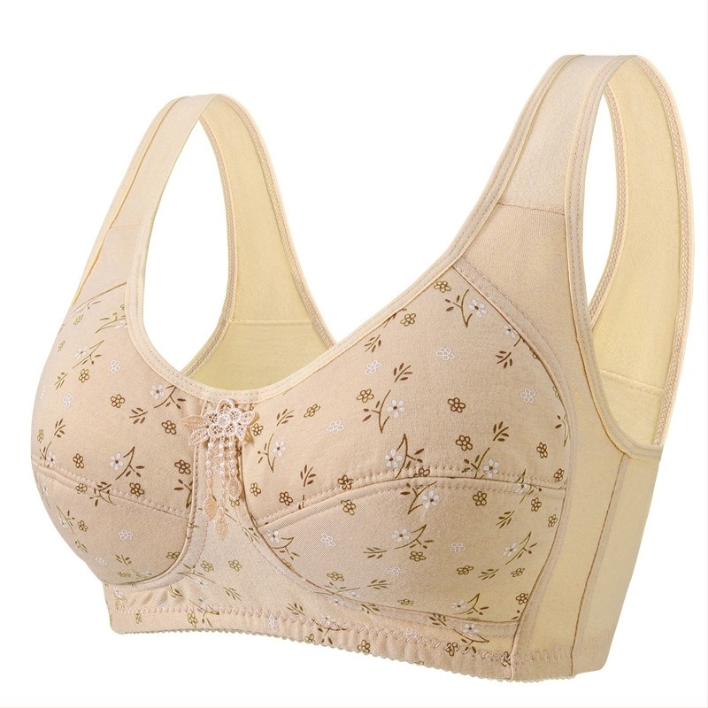 Plus-size grudnjak bez kostiju, prozračan i udoban za žene srednje dobi – košarica 3/4, oblikovana cupa s tankim gornjim dijelom i debelim donjim dijelom, čvrste dvostruke naramenice, stražnji zatvarač s četiri reda kukica, poliester