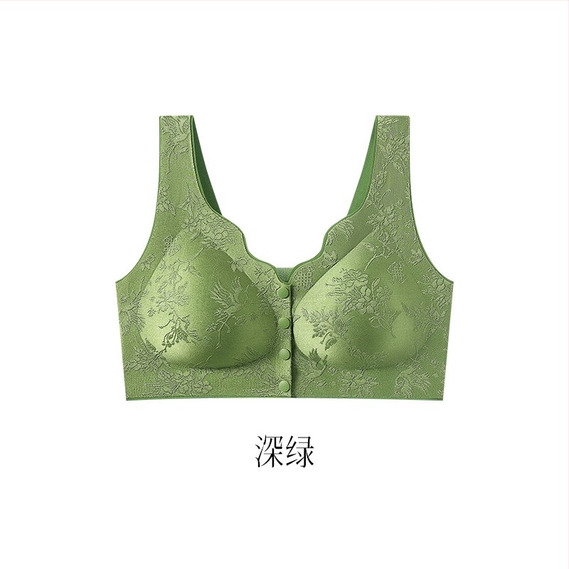 Ženski grudnjak kineskog stila s reljefnim uzorkom sprijeda i prednjim zatvaračem, push-up, protiv povlačenja, vest-stil, velika veličina