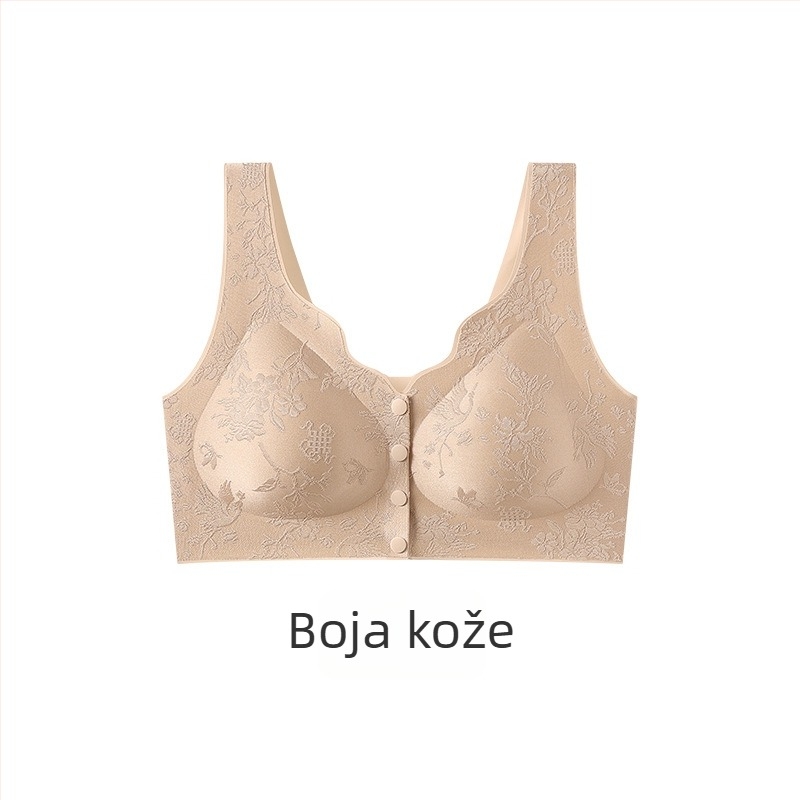 Ženski grudnjak kineskog stila s reljefnim uzorkom sprijeda i prednjim zatvaračem, push-up, protiv povlačenja, vest-stil, velika veličina