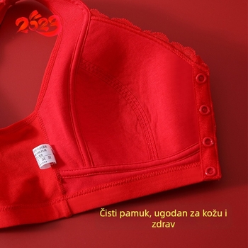 Crveni grudnjak plus veličina za zrelu i stariju ženu, prednje kopčanje, 100% pamuk, set Godina zeca