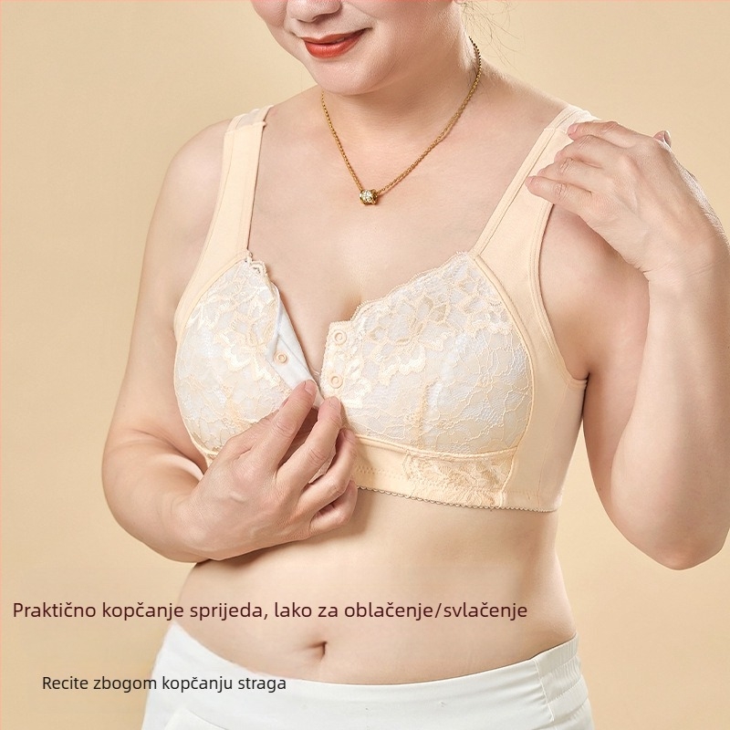 Plus-size grudnjak bez žice, s prednjim kopčanjem, u vest-stilu, crvena, za zrelije žene