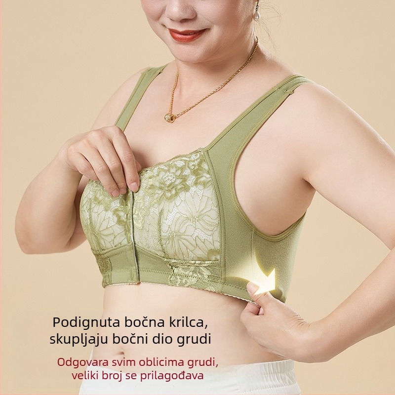 Plus-size grudnjak bez žice, s prednjim kopčanjem, u vest-stilu, crvena, za zrelije žene