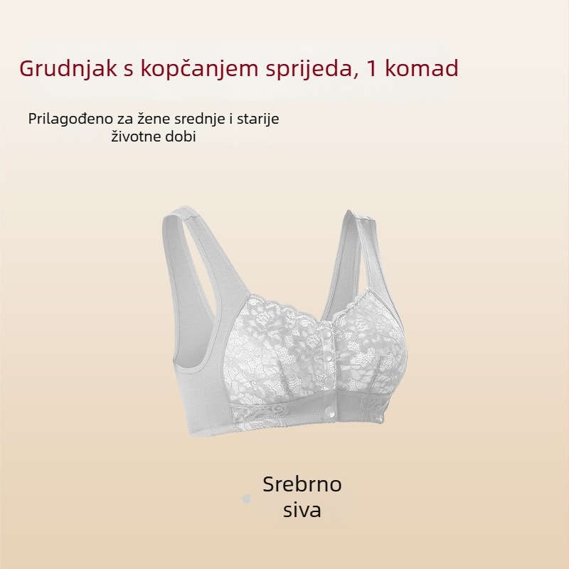 Plus-size grudnjak bez žice, s prednjim kopčanjem, u vest-stilu, crvena, za zrelije žene