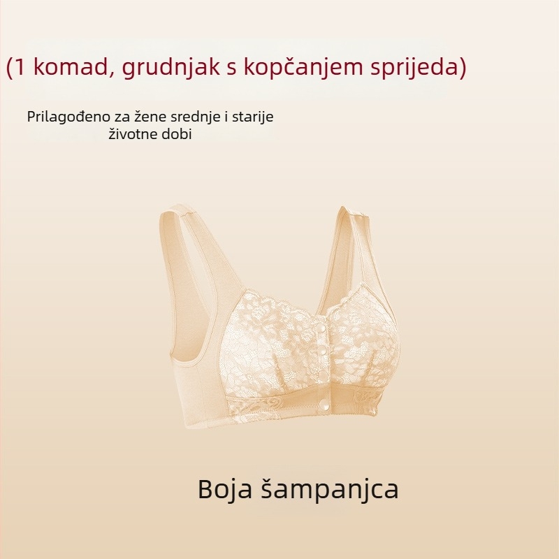 Plus-size grudnjak bez žice, s prednjim kopčanjem, u vest-stilu, crvena, za zrelije žene
