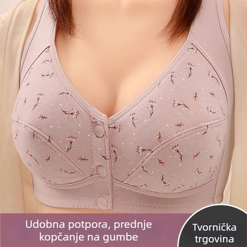 Sutien od 100% pamuka s printom, prednje kopčanje, tanko oblikovane košarice, bez žice, za zrelu žene