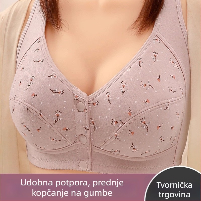 Sutien od 100% pamuka s printom, prednje kopčanje, tanko oblikovane košarice, bez žice, za zrelu žene