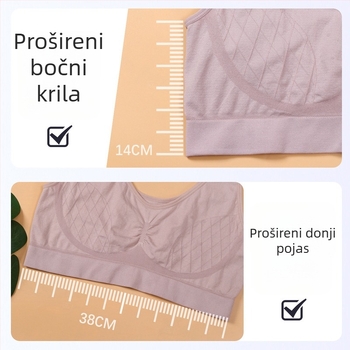 Bešavni grudnjak za žene srednje dobi i starije, bez žice, s punim košaricama, fiksirani dvostruki naramenice, spandex materijal