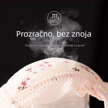 Pamukasti grudnjak bez žice, s prednjim zatvaračem, punim košaricama, tankim oblikovanim košaricama, fiksnim dvostrukim trakama