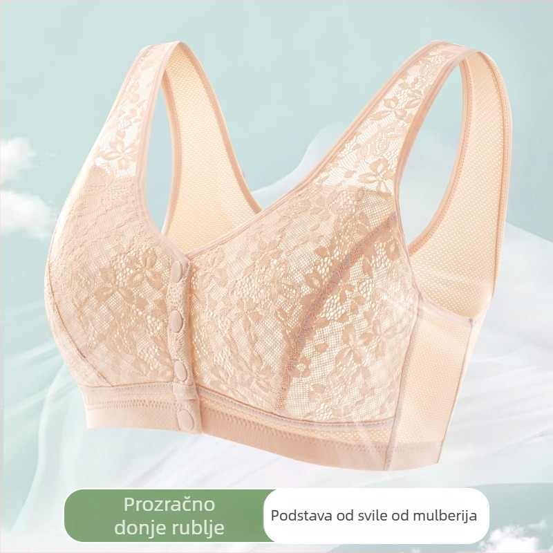 Sutien u stilu prsluka, bežični, prozračan, 3/4 košarice s tankim oblikovanim košaricama, prednje kopčanje, vanjski materijal: najlon, podstava: viskozna