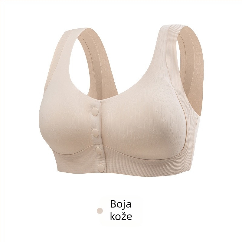 Grudnjak bez žice s prednjim zatvaranjem, prozračan, košarica 3/4, tanko oblikovane košarice