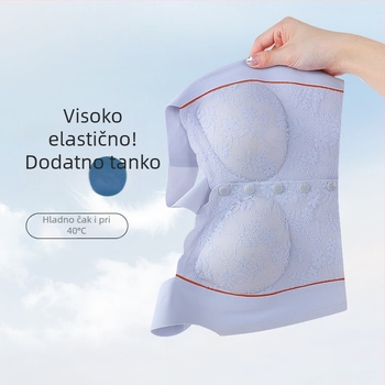 Grudnjak bez žice s prednjim zatvaračem, čipka, dugi vest-stil, puna cupa, materijal Ice Silk najlon