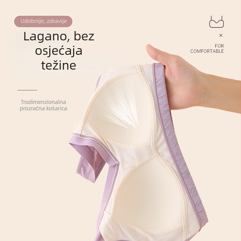 Bešivne grudnjake za srednju dob, bez žica, tanak dizajn u vestnom stilu, velika veličina s oblikovanjem, udoban sportski grudnjak