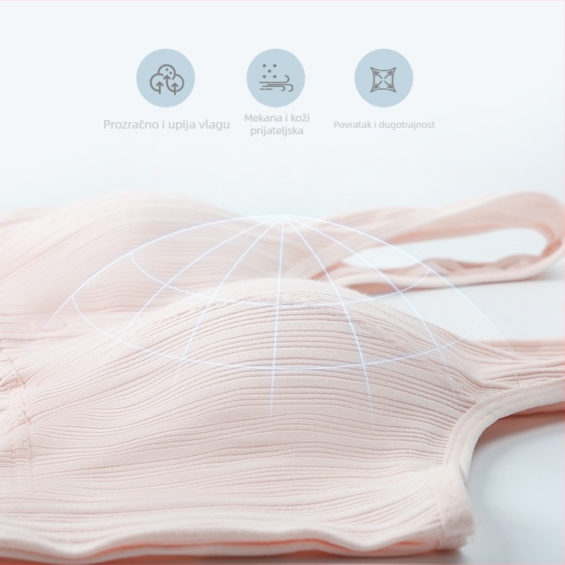 Pamukasti grudnjak u vest-stilu s prednjim kopčanjem, puna čašica, tanak oblikovani košarica, fiksirane dvostruke naramenice, prozračan