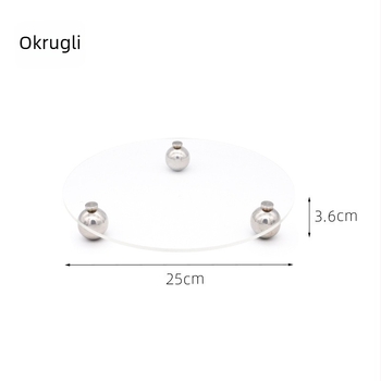 Prozirna akrilna posuda za pohranu s okruglim metalnim nogicama – moderni minimalistički stolni organizator/ploča za fotografije s otisom loga