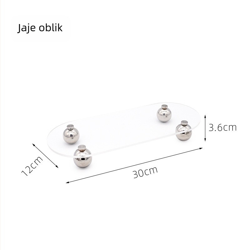 Prozirna akrilna posuda za pohranu s okruglim metalnim nogicama – moderni minimalistički stolni organizator/ploča za fotografije s otisom loga