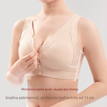 Grudnjak u stilu veste, bez žica, s prednjim kopčanjem, bez šavova, 3/4 košarica, plus veličina, za žene srednje dobi i starije