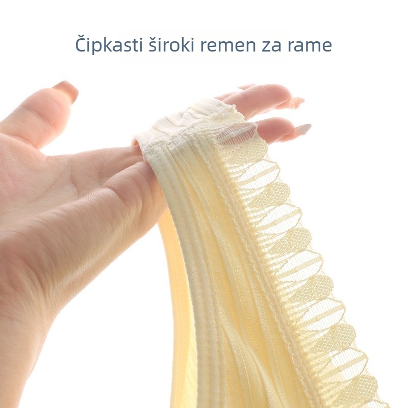 Bežični grudnjak od prozračnog najlona, 3/4 košarica, prednje zatvaranje, fiksne dvostruke naramenice