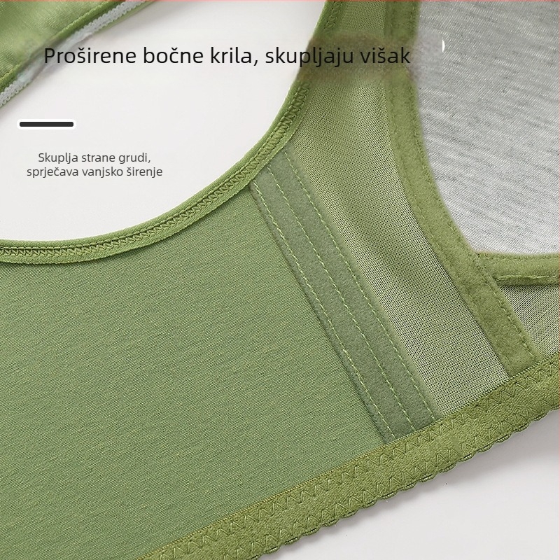 Grudnjak velike veličine, stil vest-stil, s prednjim kopčanjem, bez žice, pamuk, pun košarice