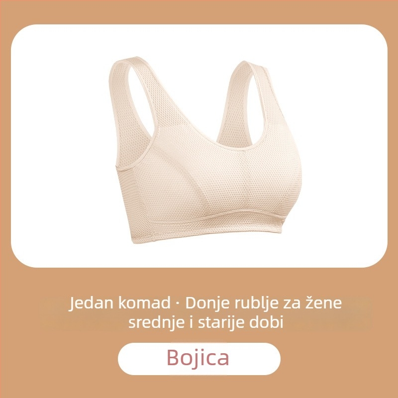 Tanak grudnjak velikog broja za žene srednje dobi, mekan na dodir, sportski grudnjak s podrškom i podizanjem te sprječavanjem opuštanja grudi