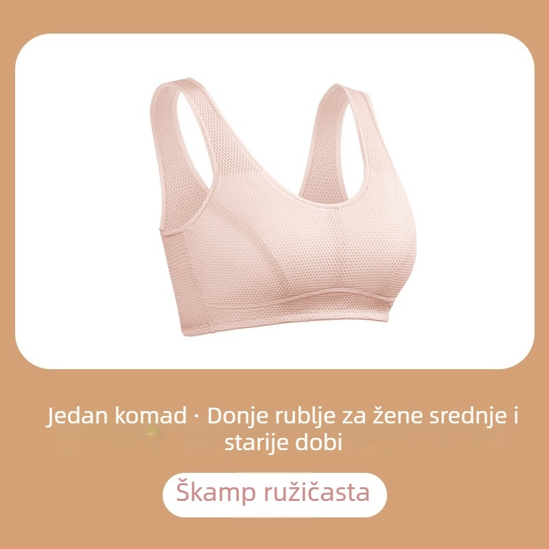 Tanak grudnjak velikog broja za žene srednje dobi, mekan na dodir, sportski grudnjak s podrškom i podizanjem te sprječavanjem opuštanja grudi