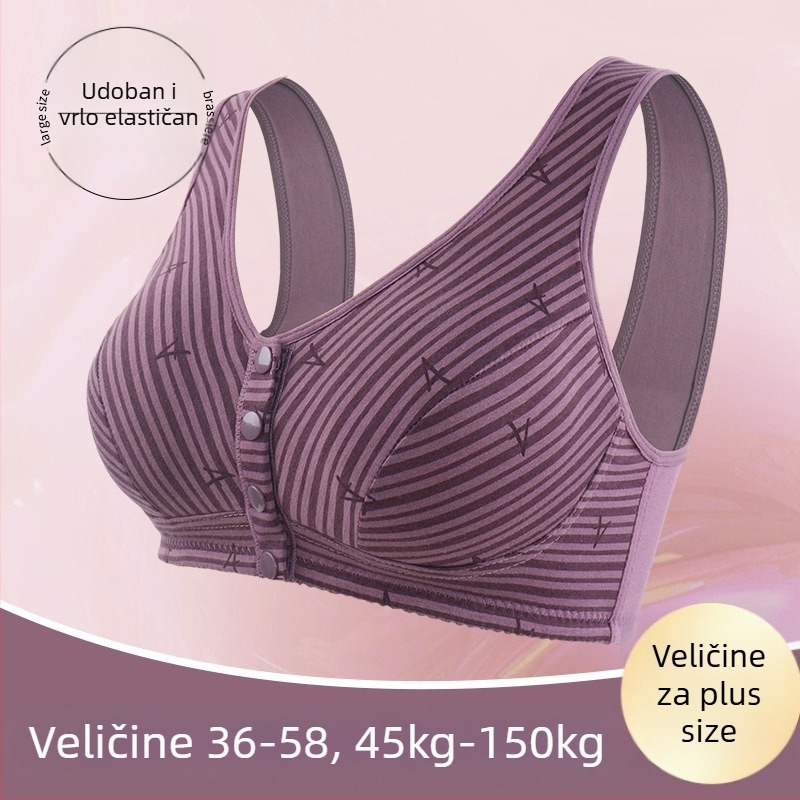 Grudnjak u stilu prsluka, bez žice, košarice 3/4, tanak oblikovan košarica, prednje kopčanje, prozračan materijal od poliestera i pamuka