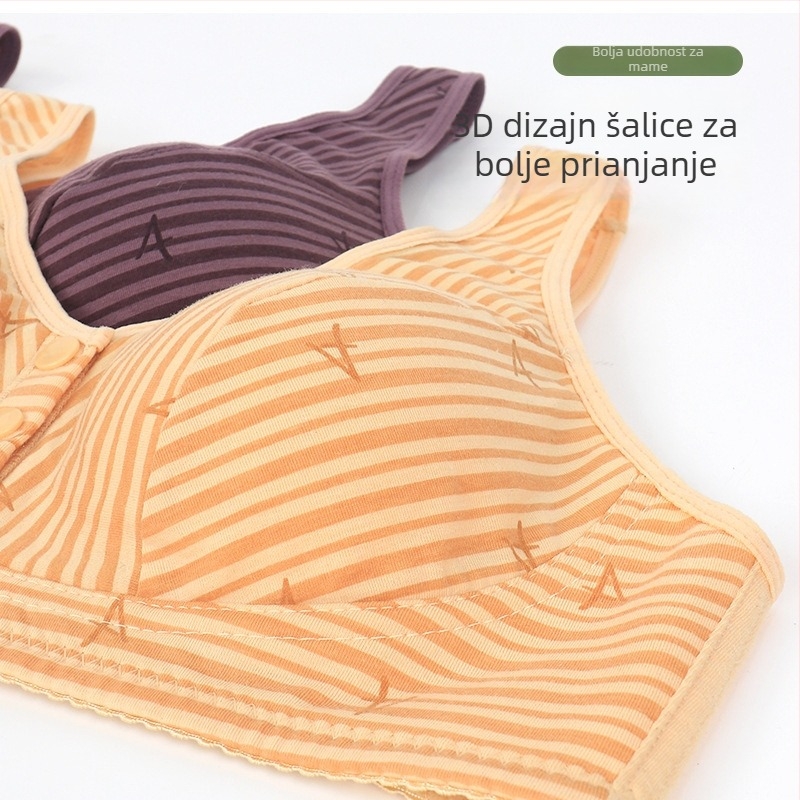 Grudnjak u stilu prsluka, bez žice, košarice 3/4, tanak oblikovan košarica, prednje kopčanje, prozračan materijal od poliestera i pamuka