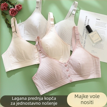 Pamukasti grudnjak s prednjim kopčanjem za majke, prozračan, šalice 3/4, tanak kalup, čvrste dvostruke naramenice
