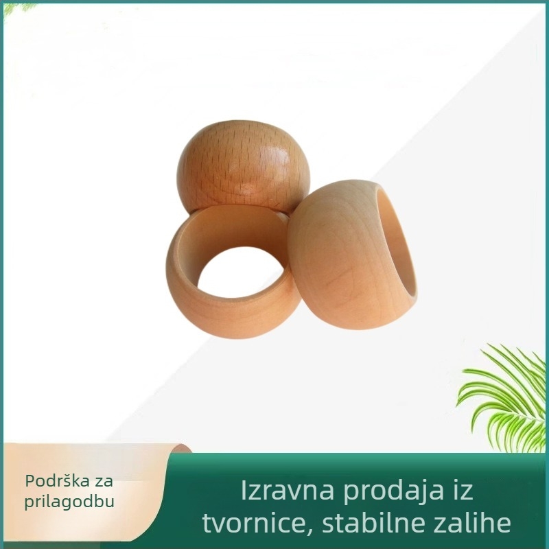 Prsten za salvete od drveta lotusa – prilagodljiv masivni drveni dekorativni prsten za salvete za hotelske stolove, oslikana površina, prirodni uzorak drveta