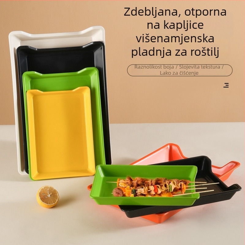 Pravokutni PP plitki pladanj za posluživanje vrućeg lonca, moderni minimalistički stil, moguć otisak logotipa, prilagodljiv, nije pogodno za mikrovalnu pećnicu