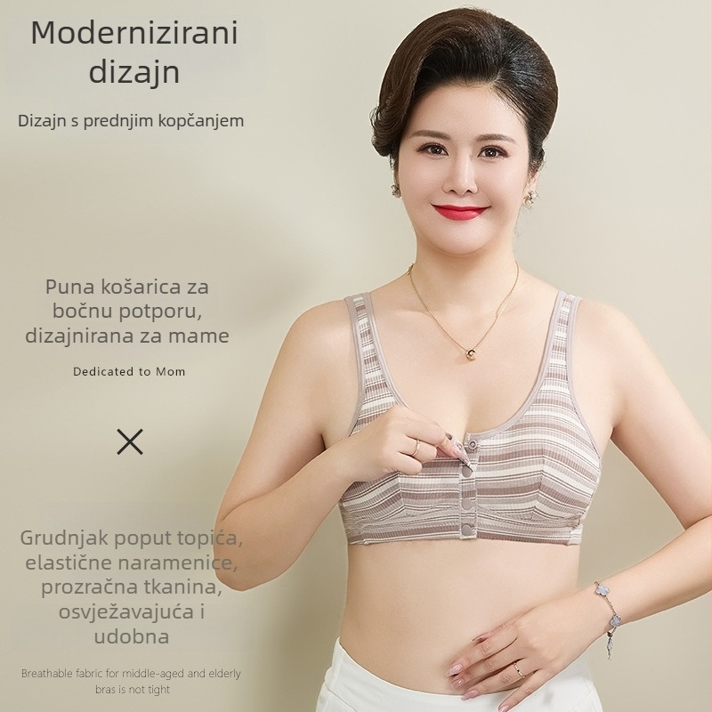 Dojiljni grudnjak s prednjim kopčama, vest-stil, bez žice, pamuk podstava, veličina plus