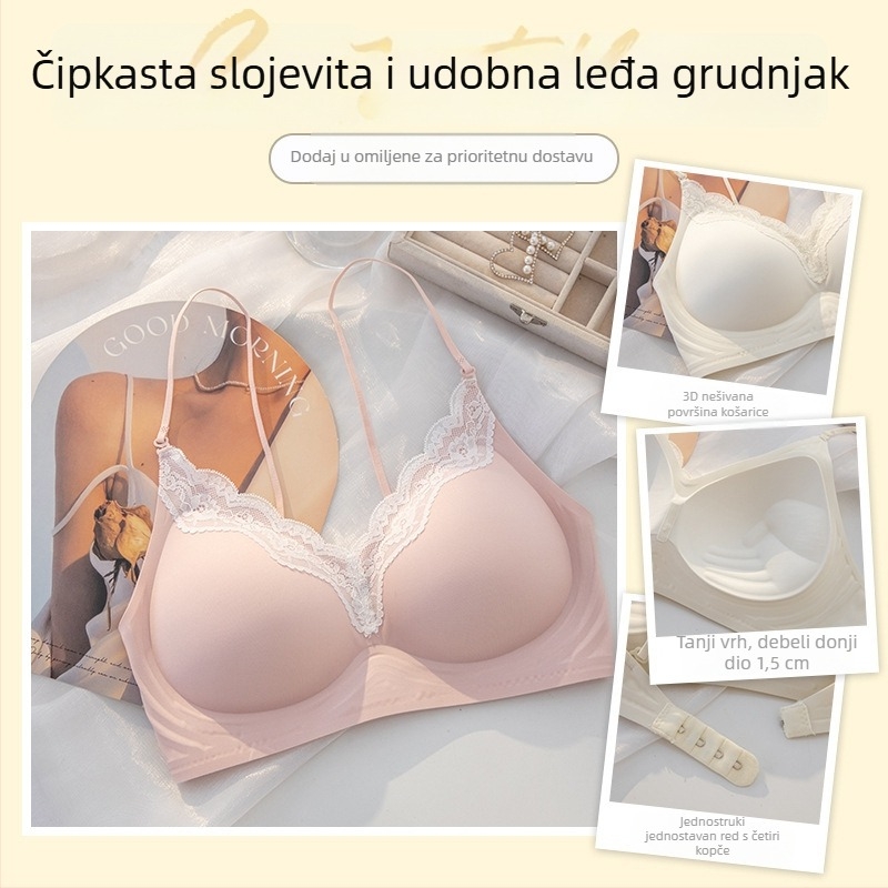 Bezšivni grudnjak za žene s malim grudima - križni vrat, tanke špagete naramenice, bez žice, cupa 3/4, tanka oblikovana cupa, prozračna podrška, prekrasan leđa, odvojive dvostruke naramenice