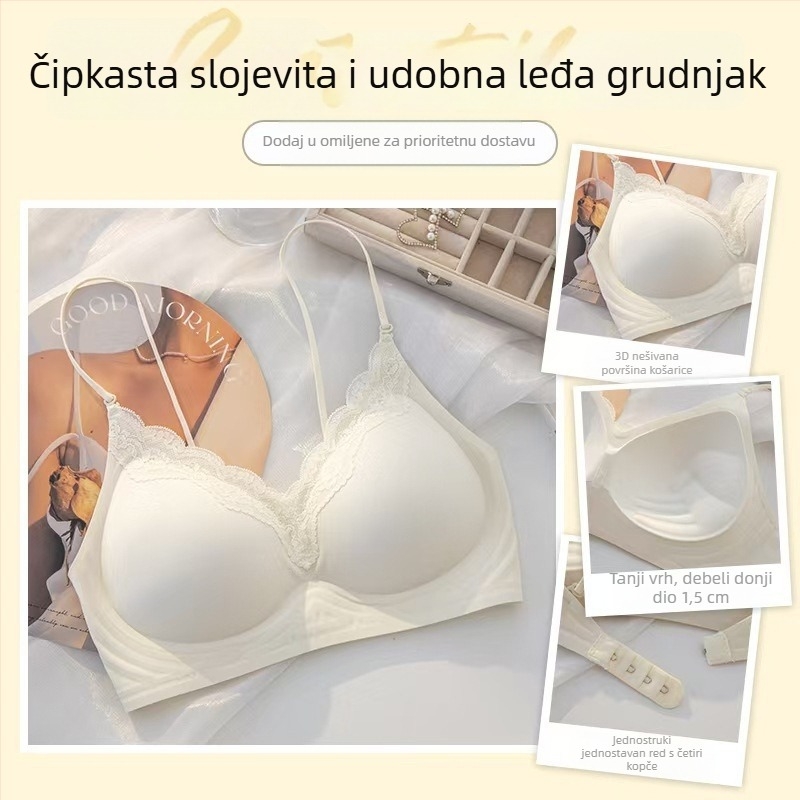 Bezšivni grudnjak za žene s malim grudima - križni vrat, tanke špagete naramenice, bez žice, cupa 3/4, tanka oblikovana cupa, prozračna podrška, prekrasan leđa, odvojive dvostruke naramenice