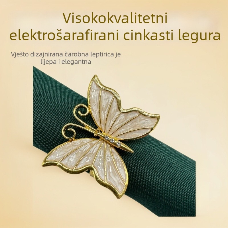 Prsteni za salvete od cinkovog legura s elektroplatiranim premazom, motiv leptir, stil lagani luksuz, set od 360 komada