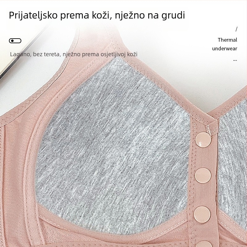 Grudnjak za dojenje, stil vest, prednje kopčanje, pamuk, puna čašica