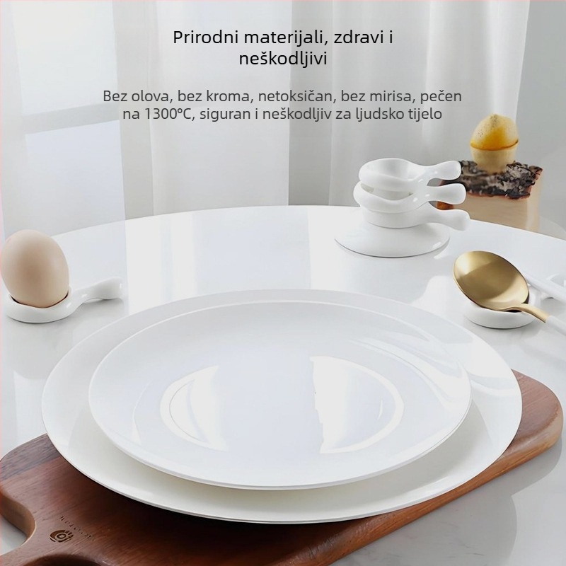 Bijeli tanjur od kostnog porculana za tjesteninu, okrugli pladanj, za restorane i hotele