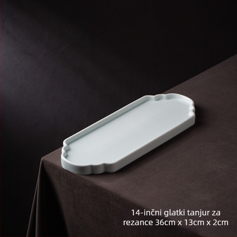 Porcelanski kvadratni tanjur za čaj i deserte, glazirana površina, kompatibilan s mikrovalnom, novi kineski stil