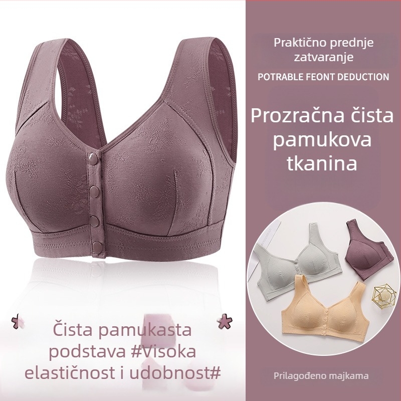 Grudnjak s prednjim zatvaračem, pamuk, puna košarica, pjenasti kalup, fiksne dvostruke naramenice