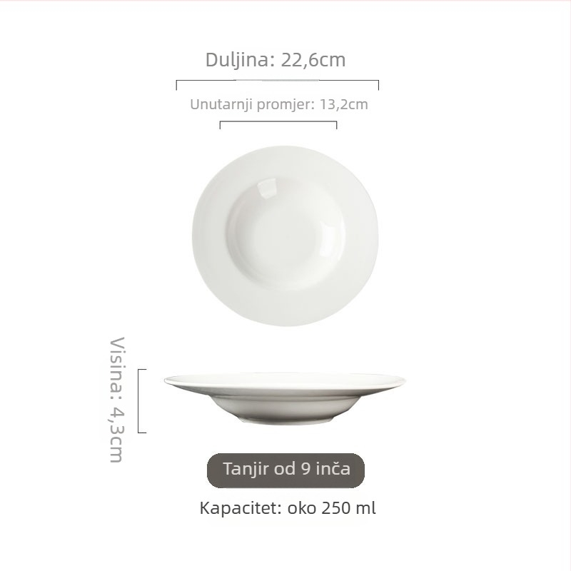 Keramička zdjela u obliku šešira od slame i tanjur u obliku NLO-a – moderno minimalističko porculano posuđe za tjesteninu i juhu