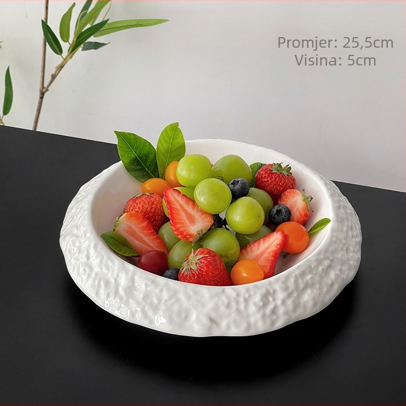 Nepravilnog oblika keramički tanjur za hotele i restorane, pod glazurom površina, moderni minimalistički stil, mogućnost otiska logotipa i prilagodbe