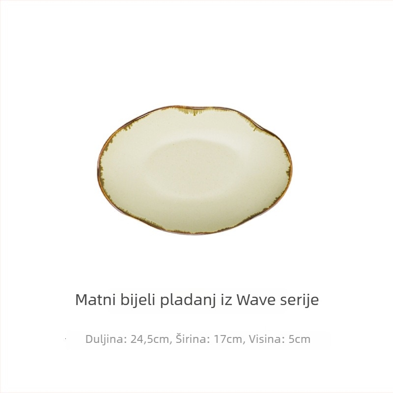 Tanjur Wave serije – keramički, mat glazura, nepravilni oblik, mikrovalna otpornost, jedne boje