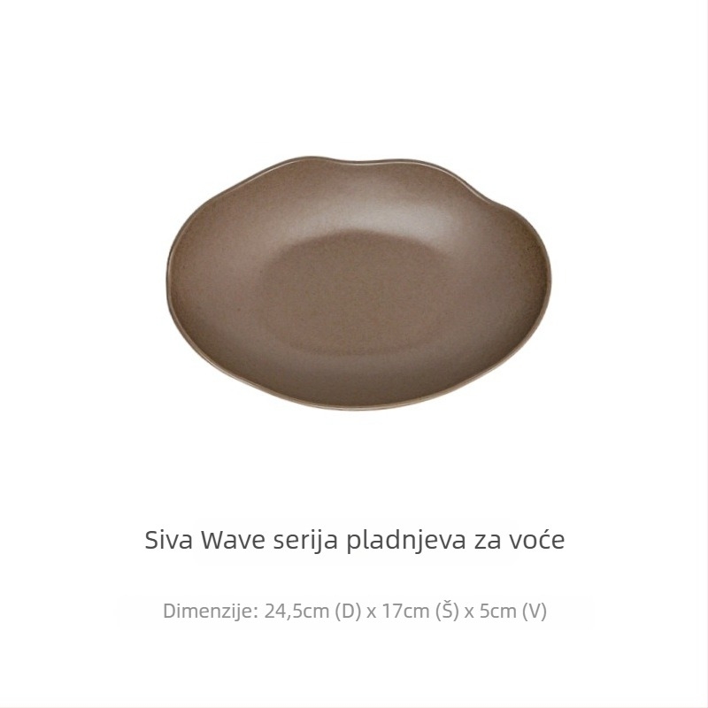 Tanjur Wave serije – keramički, mat glazura, nepravilni oblik, mikrovalna otpornost, jedne boje