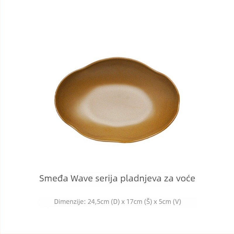 Tanjur Wave serije – keramički, mat glazura, nepravilni oblik, mikrovalna otpornost, jedne boje