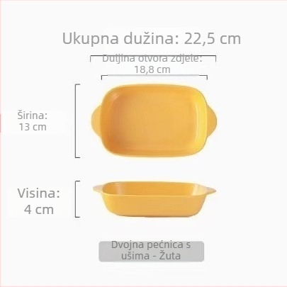Porcelanska kvadratna posuda za pečenje, 18–18.9 cm, kompatibilna s mikrovalnom, s dvije ručke