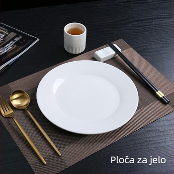 Porcelanska večernja ploča, okrugla plitka, mikrovalno sigurna, mogućnost ispisa logotipa, prilagodljivo
