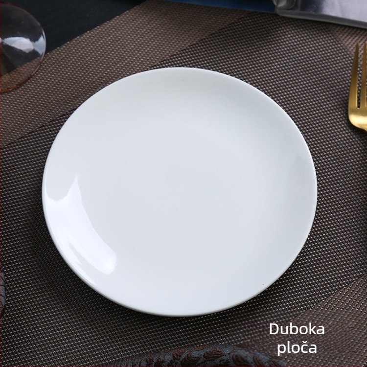 Porcelanska večernja ploča, okrugla plitka, mikrovalno sigurna, mogućnost ispisa logotipa, prilagodljivo